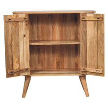 Load image into Gallery viewer, 32" Solid Wood Oval Ribbed Texturere Cabinet With Two Doors - Brown
