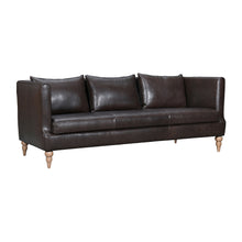 Load image into Gallery viewer, Leather Sofa With Brown Legs - Dark Brown
