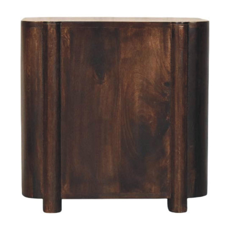 Solid Wood Cane Rattan Two Drawer Nightstand - Mocha