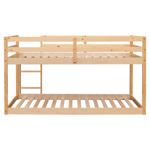 Twin over Twin Floor Bunk Bed,Natural(New SKU:W504P148543)