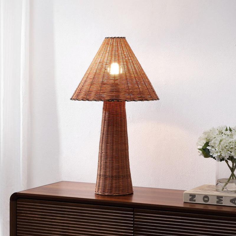 Lantern Table Lamp With Empire Shade - Dark Brown