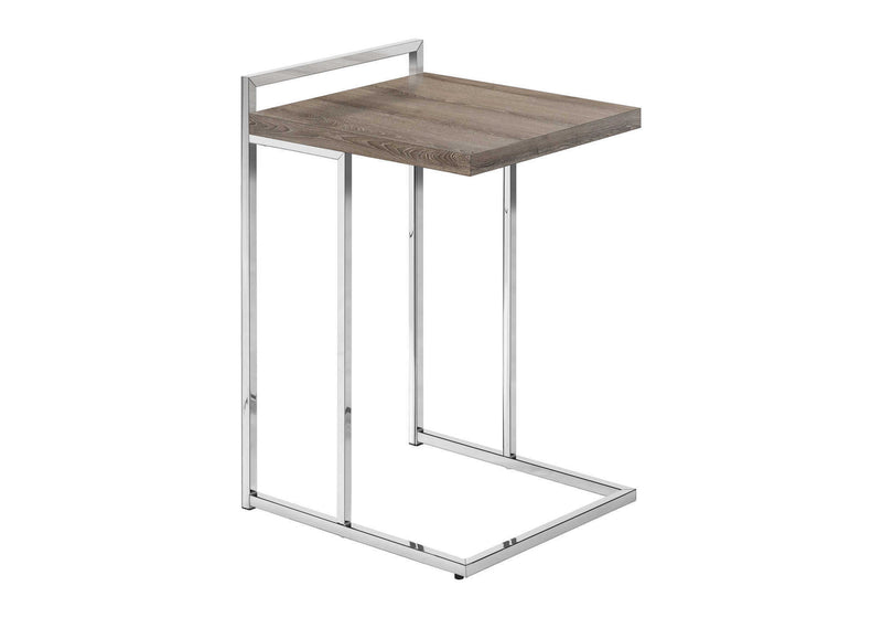 Wood And Metal End Table - Taupe / Silver
