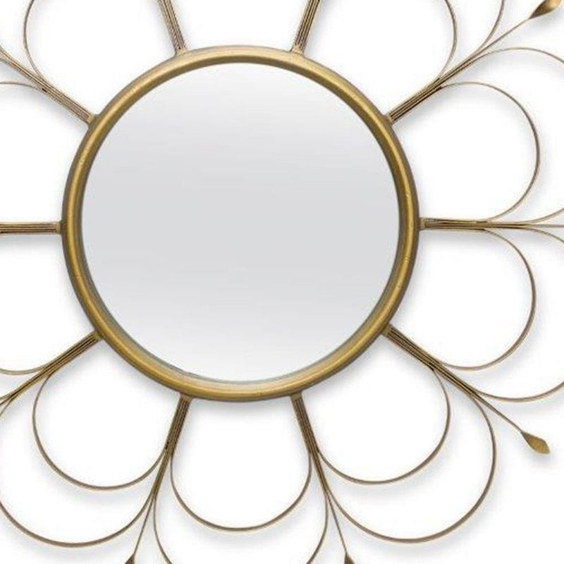 24" Flower Iron Framed Accent Mirror - Gold