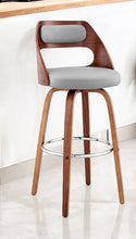 Load image into Gallery viewer, 41" Faux Leather Swivel Bar Height Bar Chair - Gray / Brown
