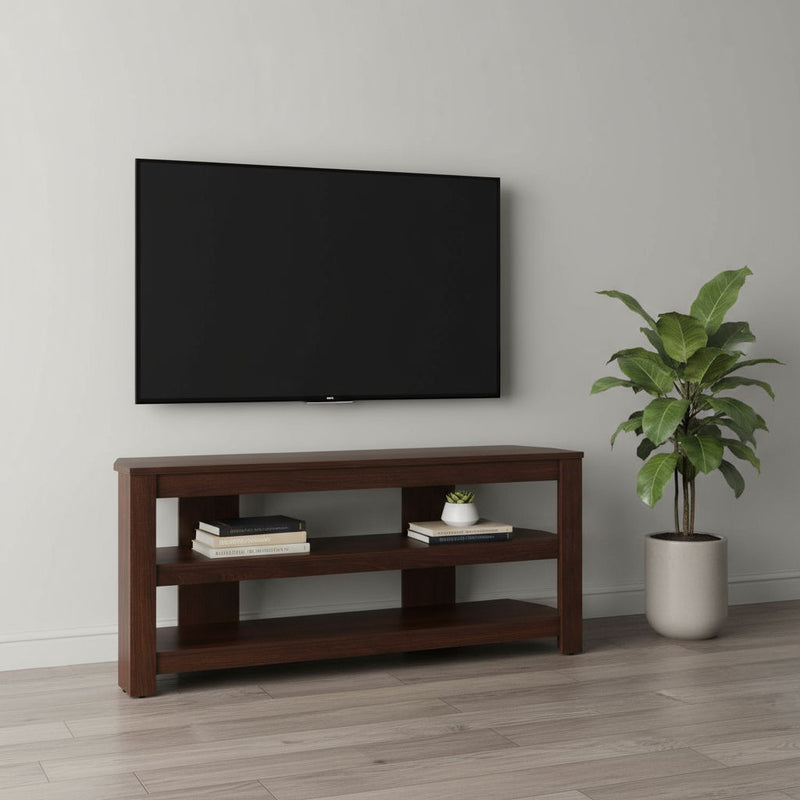 Particleboard Open Shelving TV Stand - Dark Brown