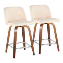 Load image into Gallery viewer, Toriano - Mid Century Modern Fixed Height Counter Stool With Swivel &amp; Square Footrest (Set of 2)
