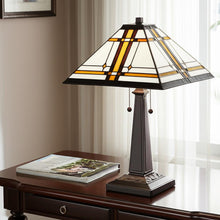 Load image into Gallery viewer, 11" x 21" x 22" Metal Two Light Candlestick Table Lamp With Shade - Dark Brown / Beige
