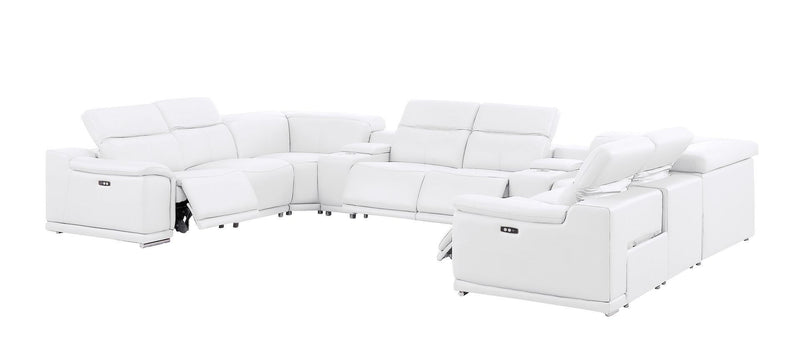 Leather Modular U Shaped Ten Piece Corner Sectional With Console - White