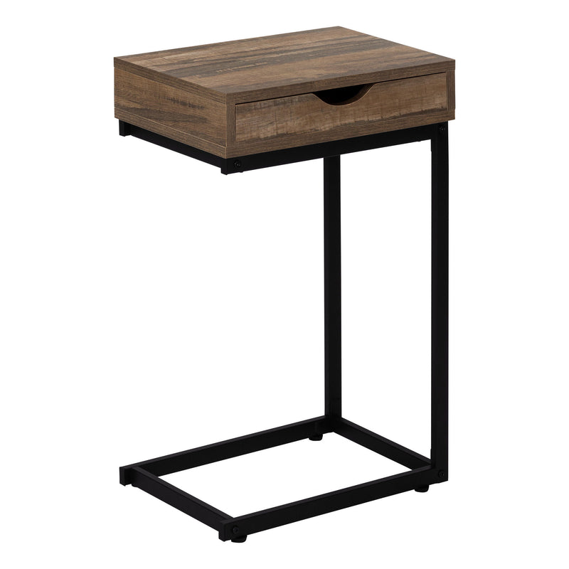 Faux Wood And Iron End Table With Drawer - Brown And Black