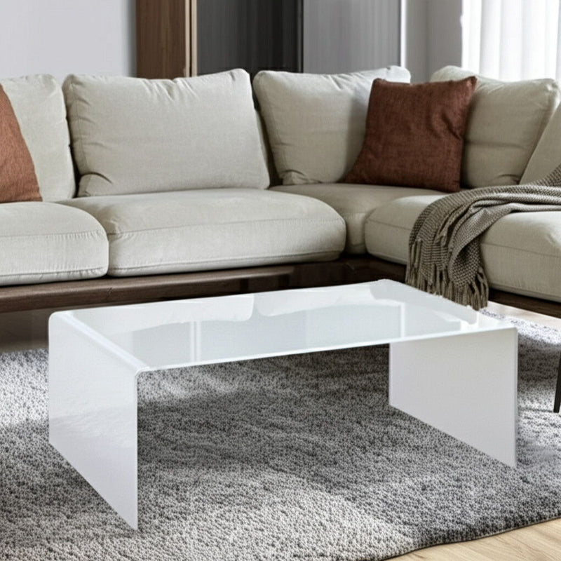 24" Glass Sled Coffee Table - White