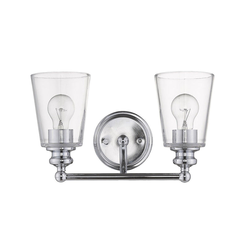 Two Light Glass Shade Wall Sconce - Silver