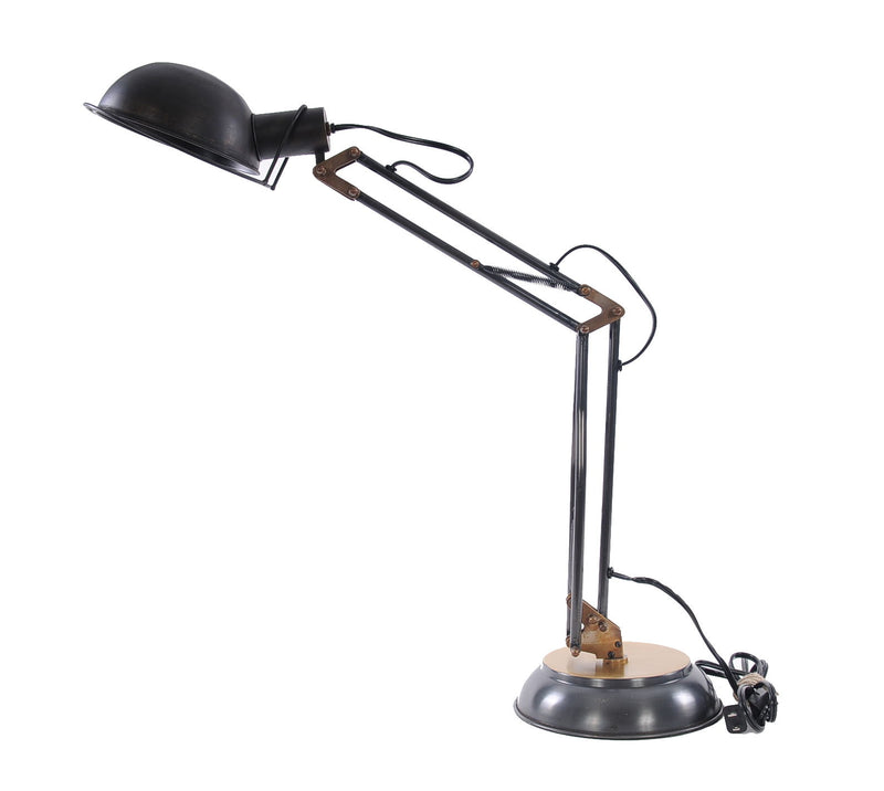 Metal Desk Table Lamp With Black Bowl Shade - Black