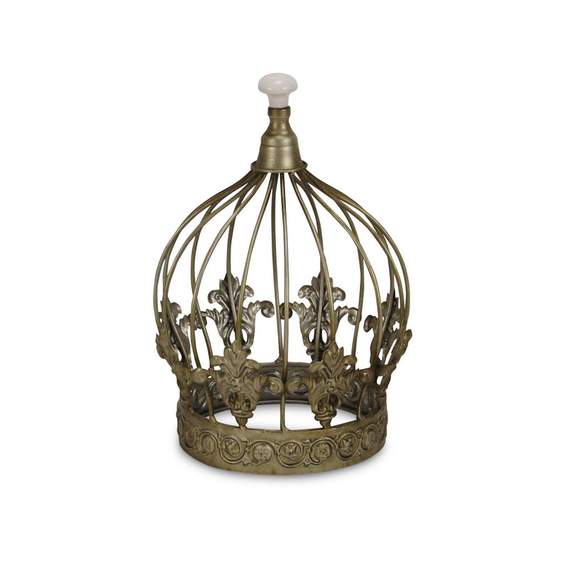 Hand Painted Decorative Crown Tabletop Sculpture - Bronze