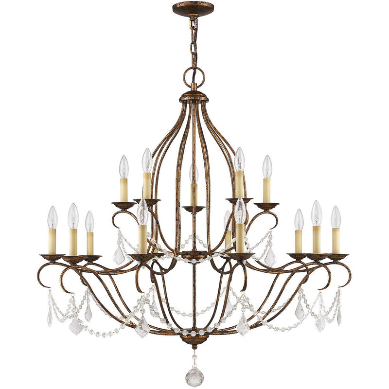 38" Multi Light Dimmable Chandelier With Shades - Bronze