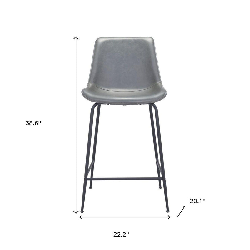 Steel Low Back Counter Height Bar Chair - Gray And Black