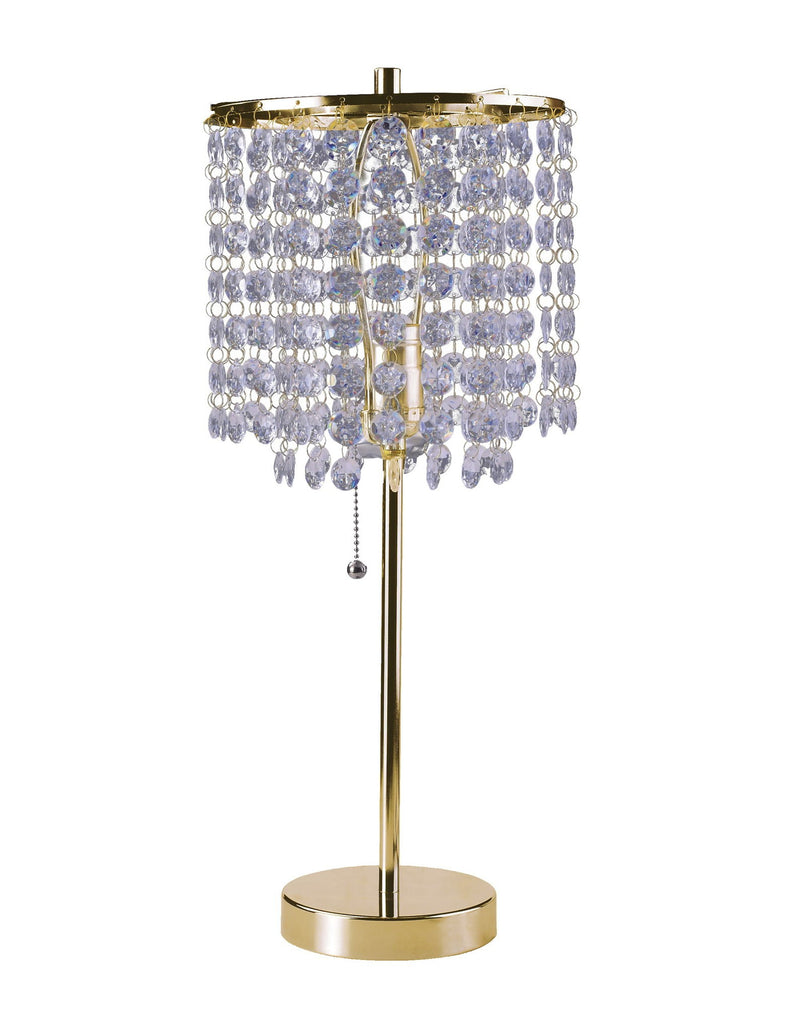 Metal Bedside Table Lamp With Clear Drum Shade - Gold