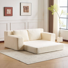 Load image into Gallery viewer, Loveseat Sofa, Comfortable Deep Seat Sofa Bed, Modern Small Corduroy Couch For Living Room Bedroom,Reversible Cushion With Pillows,No Assembly Required,White
