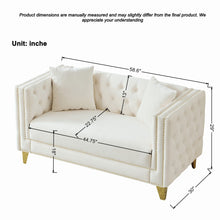 Load image into Gallery viewer, 2 Seater Deep Seat Sofa, Sofa With Button Nailhead, Square Arm Couches, Furniture For Living Room - Beige
