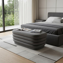 Load image into Gallery viewer, Velvet Tufted Oval Ottoman - Gray
