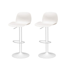 Load image into Gallery viewer, Contemporary Heavy Duty Plastic And Metal Low Back Adjustable Height Swivel Bar Chairs (Set of 2) - White
