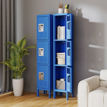 Load image into Gallery viewer, Lockers For Employees With 3 Door Storage Locker Durable For Gym, School, Office - Blue
