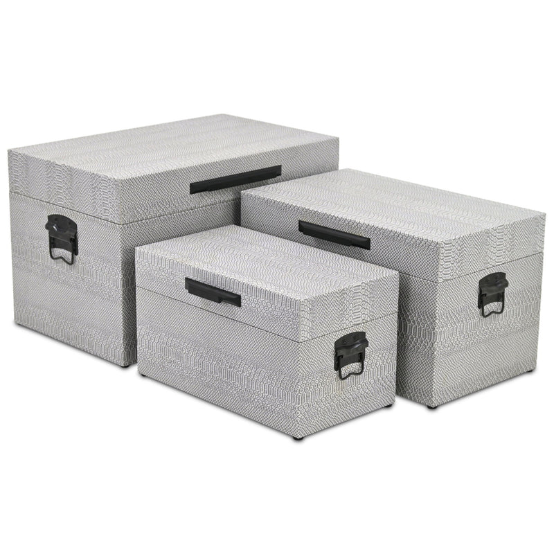 Hand Painted Decorative Box (Set of 3) - Gray