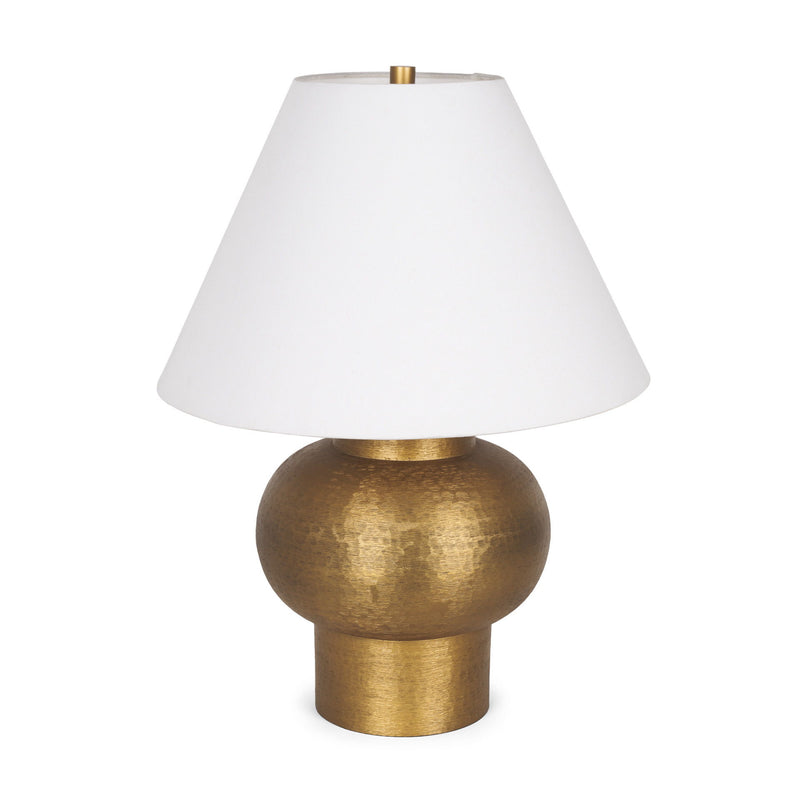 26" Metal Round Bedside Lamp With White Bell Shade - Gold