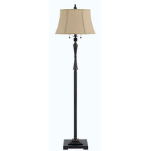 Load image into Gallery viewer, Two Light Traditional Shaped Floor Lamp With Brown Square Shade - Bronze
