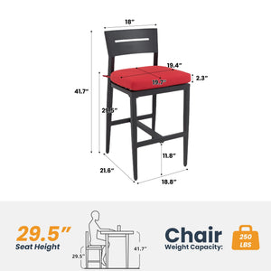Modern Outdoor Bar Stools With Backrest And Footrest (Set of 2)