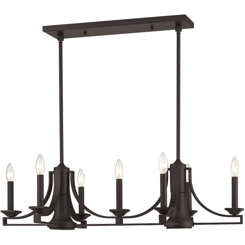18" Nine Light Dimmable Chandelier With Shades - Bronze