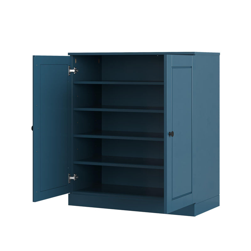 Twenty Pair Solid Woodshoe Storage Cabinet (752362) - Teal Blue