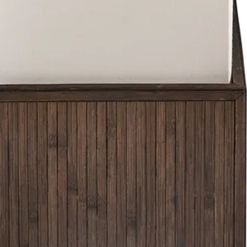 Rattan Lantern Floor Lamp With Long White Rectangular Shade - Brown / White