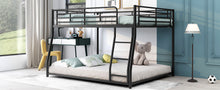 Load image into Gallery viewer, Metal Floor Bunk Bed, Full XL over Queen, Black
