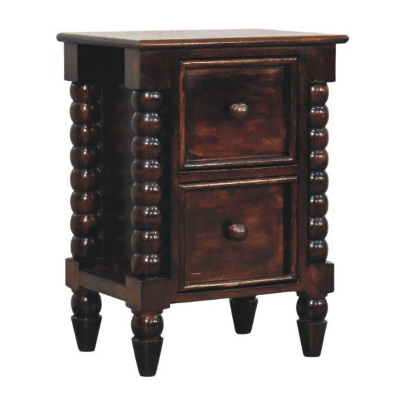 Solid Wood Spindle Two Drawer Nightstand (731543) - Brown