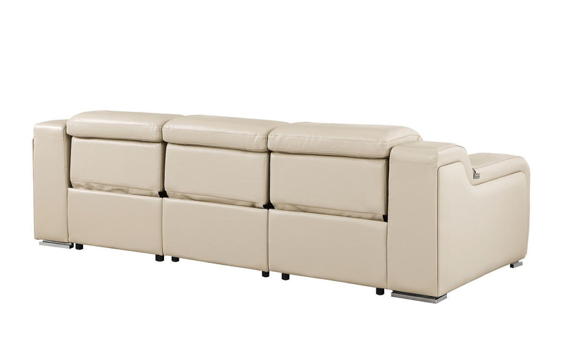 Reclining Steel USB Sofa - Beige