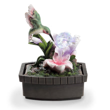 Load image into Gallery viewer, Poly Hummingbird Tabletop Fountain - Pink / Green
