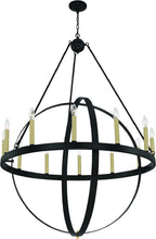 Load image into Gallery viewer, 56" Candle Style Twelve Light Metal Dimmable Chandelier - Black / Gold
