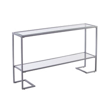 Load image into Gallery viewer, Glass Sled Console Table With Shelves - Clear / Silver
