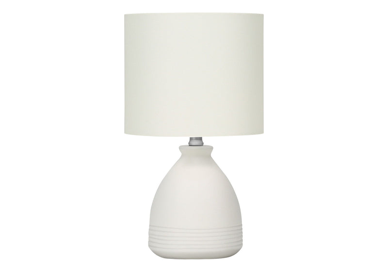 Ceramic Round Table Lamp With Drum Shade - Cream
