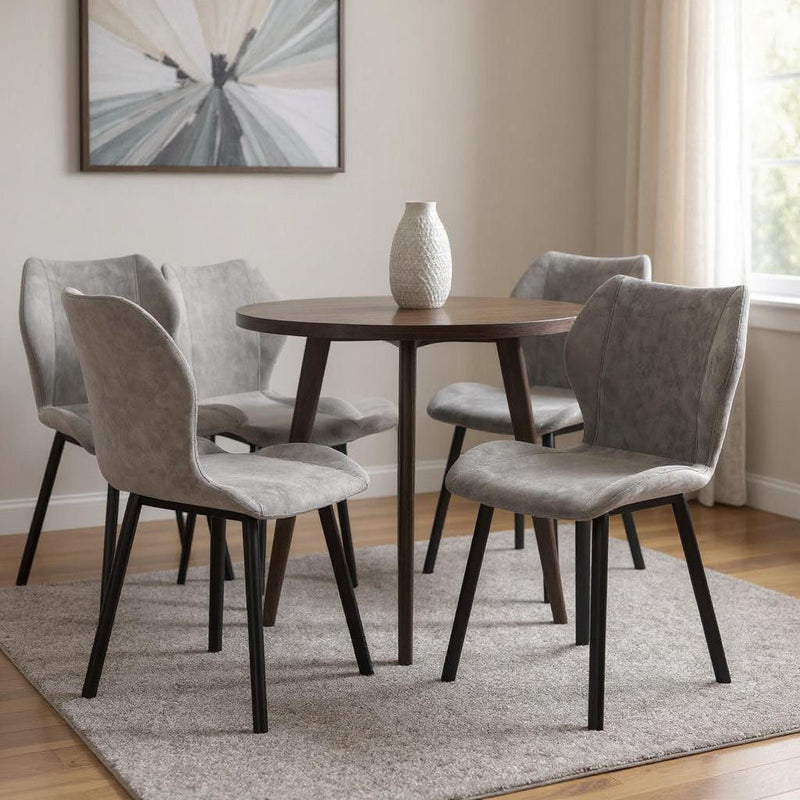 Upholstered Velvet Dining Side Chairs (Set of 4) - Gray / Black