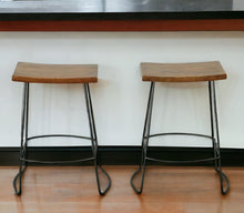 Load image into Gallery viewer, Steel Backless Counter Height Bar Chairs (Set of 2) - Chestnut And Black
