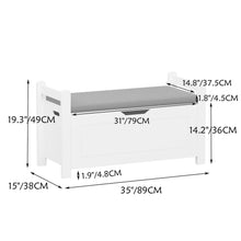 Load image into Gallery viewer, Kids Toy Box Chest Storage Cabinet With Cushion Seat Bench Flip Top Lid Safety Hinge - White
