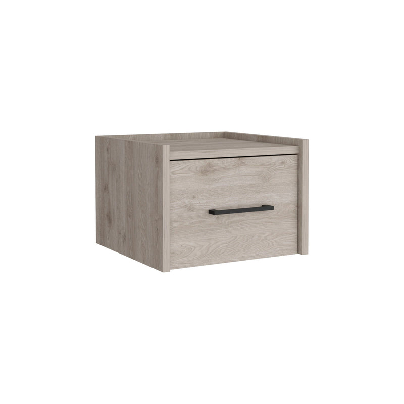 10" One Drawer Faux Wood Floating Nightstand - Gray