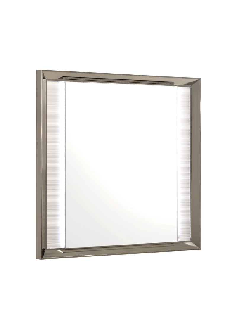 Wood Lighted Dresser Mount Framed Mirror - White / Silver