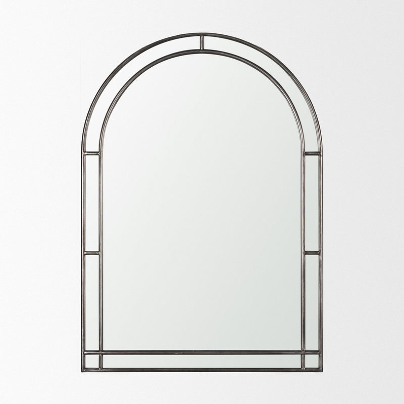 48'' Metal Arch Framed Accent Mirror - Black