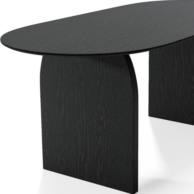 67" Solid Wood Mirrored Double Pedestal Base Oval Dining Table - Black