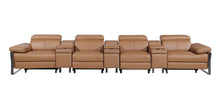Load image into Gallery viewer, Top Grain Leather Reclining Metal USB Sofa (720353) - Chestnut
