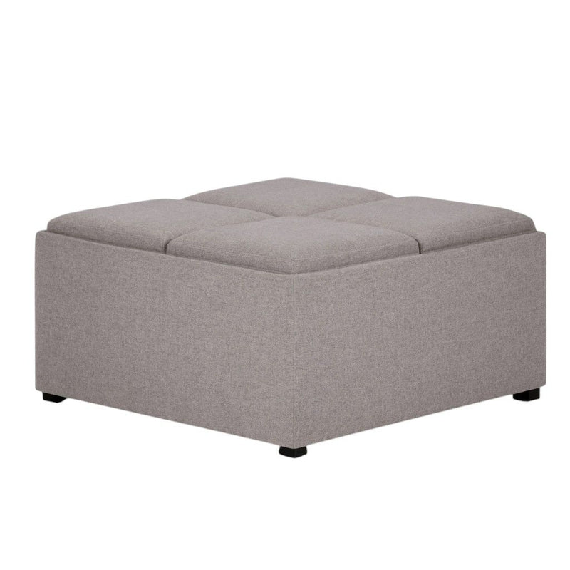 Fabric Cocktail Ottoman With Storage - Gray / Dark Brown