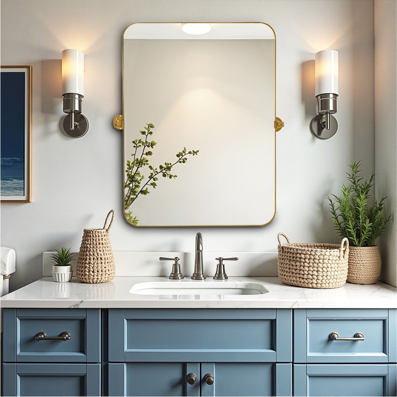 Metal Framed Bathroom Vanity Mirror - Gold