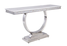 Load image into Gallery viewer, Zander - Printed Faux Marble Top Mirrored Sofa Table - Silver / White
